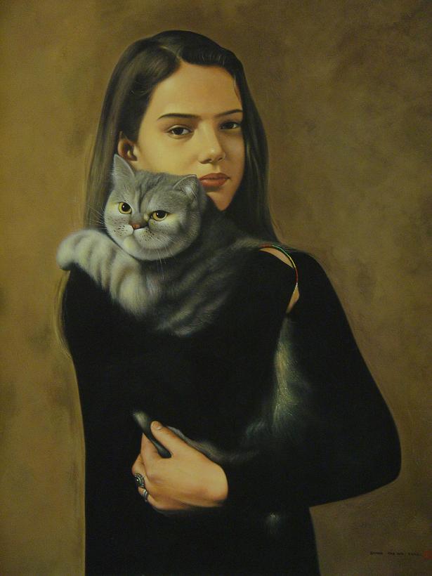 Girl And Cat